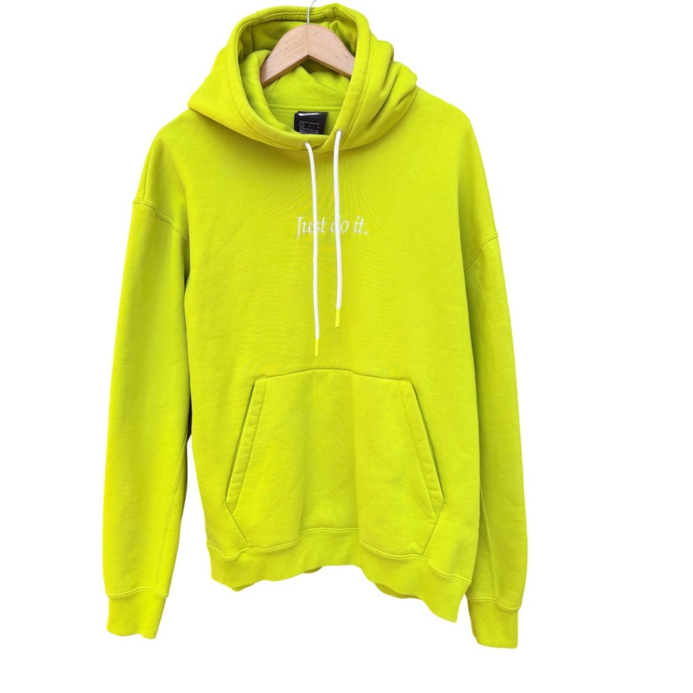 Nike Mens Just Do It Hoodie Volt Neon Yellow‎ Green Fleece Pullover Large L